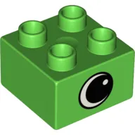 Duplo Brick 2 x 2 with Eye with White Spot Print, on Two Sides - Type 1