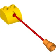 Duplo Animal Brick 2 x 2 Rounded with Red Rope Tail and Orange Hole Connector