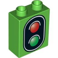 Duplo Brick 1 x 2 x 2 with No Bottom Tube, Traffic Signal Double Print