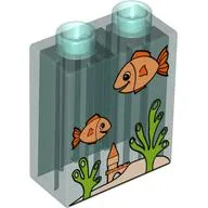 Duplo Brick 1 x 2 x 2 with Aquarium and Fish Print