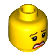 Minifig Head, Brown Eyebrows Scared / Smiling Print [Hollow Stud]