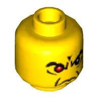 Minifig Head Wizard, Angry Eyebrows and 1 Red Eye, White Pupils Print