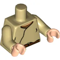 Torso Tunic, Brown Belt, Light Nougat Neck Print, Tan Arms, Light Nougat Hands