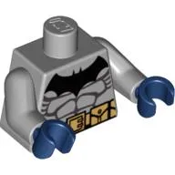 Torso Batman Logo with Muscles and Yellow Belt with Snaps Print, Light Bluish Gray Arms, Dark Blue Hands