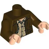 Torso Leather Jacket, Button Down Shirt Print, Dark Brown Arms, Light Nougat Hands