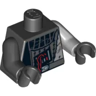 Torso, Odd Arms, Armor, Damaged Print (Darth Vader), Left Light Bluish Gray Arm, Right Black Arm, Black Hands