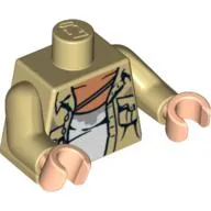 Torso Shirt, Open with 2 Pockets, Stained Undershirt Print, Tan Arms, Light Nougat Hands
