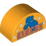 Duplo Brick 2 x 4 x 2 Curved Top with 'CIRCUS' & Elephant Print
