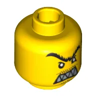 Minifig Head Break Jaw, Unibrow, Moustache and Pointed Teeth Print