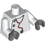 Torso Hospital Lab Coat, Silver Buttons, Stethoscope print, White Arms, Dark Bluish Gray Hands