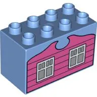 Duplo Brick 2 x 4 x 2 with Windows Print