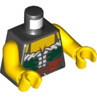 Torso Corset, Dark Green with Belt Print, Yellow Arms and Hands