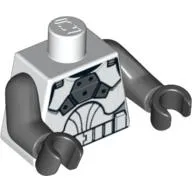 Torso Armor Clone Trooper Clone Gunner Print, Dark Bluish Gray Arms, Black Hands