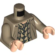 Torso Jacket and Shirt with Buttons and Loops Print, Dark Tan Arms, Light Nougat Hands