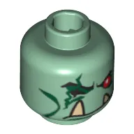 Minifig Head Troll King, Red Eye, Scar Across Other Eye and Lower Fangs Print [Blocked Open Stud]