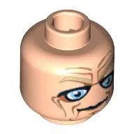 Minifig Head Palpatine (Chancellor), Blue Eyes, Deep Brown Wrinkles Print