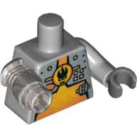 Torso Silver Front Panel Print, Light Bluish Gray Left Arm and Black Hand, Metallic Silver Mech Arm