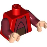 Torso Robe with Dark Red Undershirt and Dark Brown Waist Sash Print (Chancellor Palpatine), Dark Red Arms, Light Nougat Hands