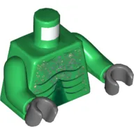 Torso Alien with Scales and Muscles Outline Print, Green Arms, Dark Bluish Gray Hands