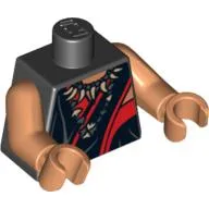 Torso Robe with Red Trim and Ceremonial Necklace Print, Nougat Arms and Hands