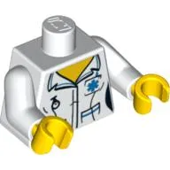 Torso Shirt, with Open Collar and Fob Watch Print, White Arms, Yellow Hands