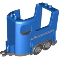 Duplo Horse Trailer with Dark Bluish Gray Base and Silver Stripes and Horse Head Print