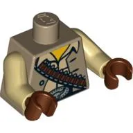 Torso Waistcoat, Tan Shirt, Bandolier and Silver Buckle Print (Cowboy), Tan Arms, Reddish Brown Hands