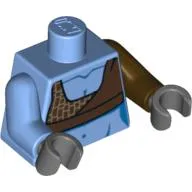 Torso, Odd Arms, Crop Top, Dark Brown Print (Aayla Secura), Left Dark Brown Arm, Right Medium Blue Arm, Dark Bluish Gray Hands