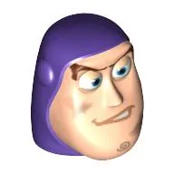 Minifig Head Special, Buzz Lightyear with Dirt Stains, Dark Purple Hood Pattern