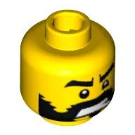 Minifig Head Spartan Warrior, Beard with Ragged Edges, Black Eyebrows, Bared Teeth Print [Blocked Open Stud]