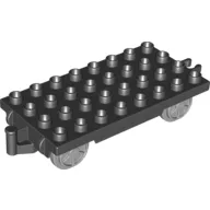Duplo Train Wagon Base 4 x 8 with Light Bluish Gray Wheels and Moveable Hook