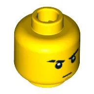Minifig Head Jay, Stern Eyebrows, Scar on Right Eyebrow, White Pupils, Brown Chin Dimple Print [Blocked Open Stud]