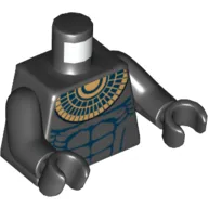 Torso Bare Chest with Muscles Outline and Gold Necklace Print (Anubis Guard), Black Arms and Hands