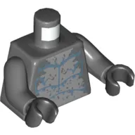 Torso Bare Chest, Light Bluish Gray Stomach, Sand Blue Muscle Lines Print (Hammerhead Warrior), Dark Bluish Gray Arms, Black Hands