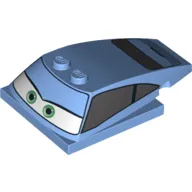 Wedge Curved 6 x 4 x 1 1/3 with 4 x 4 Base with Green Eyes, Windows and Rear Grille Print (Sally Carrera)