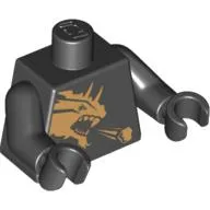 Torso Gold Dragon Front and Gold Lion / 'Cole' Back Print, Black Arms and Hands