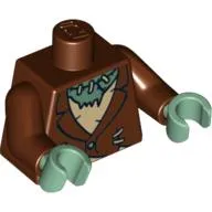 Torso Torn Jacket and Tan Tattered Shirt with Stitches Print (Frankenstein Monster), Reddish Brown Arms, Sand Green Hands