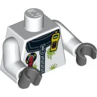 Torso Space Suit, Zipper and Yellow Radio / 'ADU INSPECTOR' Back Print, White Arms, Dark Bluish Gray Hands