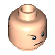 Minifig Head Luke Skywalker, Dual Sided, Stern Brown Eyebrows and Pupils / Gray Visor Print [Blocked Open Stud]