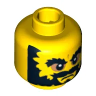 Minifig Head Evil Dwarf, Bushy Beard and Eyebrows, Angry Mouth, White Pupils Print [Blocked Open Stud]