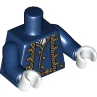 Torso Uniform Jacket over Vest with Gold Trim Print, Dark Blue Arms, White Hands