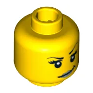 Minifig Head Intergalactic Girl, Arched Eyebrows, Eyelashes, Smirk with Silver Lips Print [Blocked Open Stud]