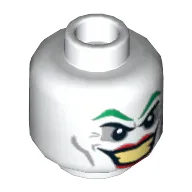 Minifig Head Joker, Green Eyebrows, Red Lips, Wide Smile / Smirk Print