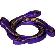 Ring 4 x 4 with 2 x 2 Hole and 4 Snake Head Ends and Yellow Scales Snake Print (Ninjago Spinner Crown)