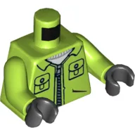 Torso Jacket with Pockets and Zipper, Joker Logo on Back Print, Lime Arms, Black Hands