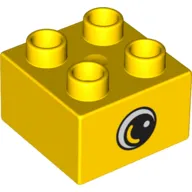 Duplo Brick 2 x 2 with Eye with White Spot and Varied Color Curve inside a Black Circle Print on Both Sides