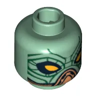 Minifig Head Embo, Dual Sided, Large Yellow Eyes / Black Lines Print [Blocked Open Stud]