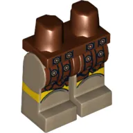 Hips and Dark Tan Legs with Reddish Brown Roman Sword Belt with Gold Medallions Print