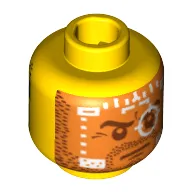 Minifig Head Galaxy Patrol, Dual Sided, Beard Stubble, Orange Head-Up Display (HUD) / Helmet Scope Print [Blocked Open Stud]