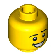 Minifig Head Bunny Suit Guy, Eyebrows, Open Smile, White Pupils Print